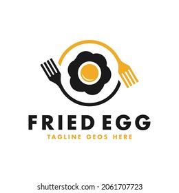 fried egg food vector illustration logo design