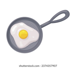 Frischeier in Bratpfanne als gekochte Speise mit einer Vektorgrafik von Weiß und Gelb Yolk