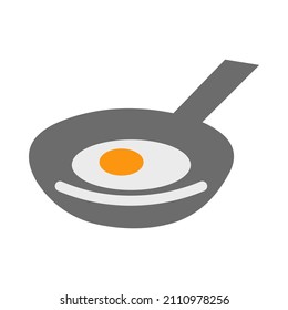 Huevo frito con icono de sartén frito aislado en fondo blanco