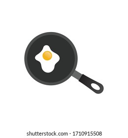fried egg in a frying pan - top view.Conceptual vector illustration in flat style design.Isolated on background.