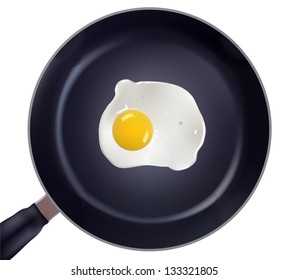 Fried egg in a frying pan vector