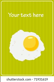 Fried egg greeting card. Vector illustration.