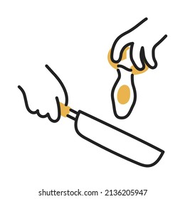 Fried egg. Hand Drawn Doodle Cooking Icon.