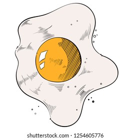 Fried egg hand drawn vector