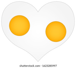 fried egg heart shaped vector illustration