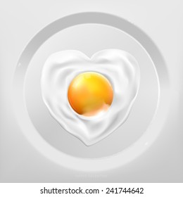 Fried egg heart shape,Vector idea concept