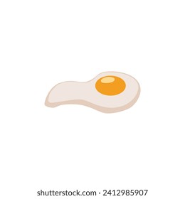 Fried egg icon close up image, flat vector illustration isolated on white background. Egg for delicious and nutritious breakfast, protein-packed dish.