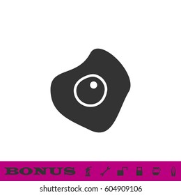 Fried egg icon flat. Black pictogram on white background. Vector illustration symbol and bonus button