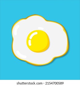 Fried egg icon with flat color style isolated with solid background.