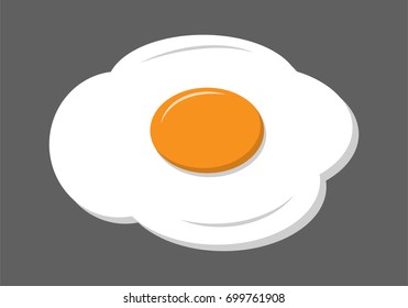 Fried egg icon with flat color style isolated with solid background. Fresh fried egg delicious cuisine dish.