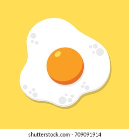 Fried Egg, Icon Flat Design On Yellow Background, Vector Illustration