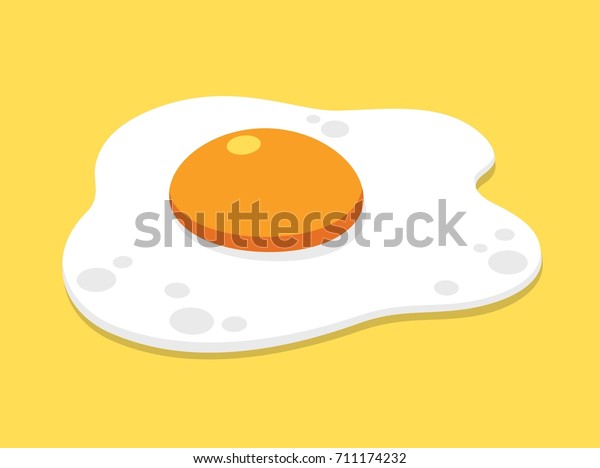 黄色い背景に揚げ卵 アイコンフラットデザイン ベクターイラスト のベクター画像素材 ロイヤリティフリー