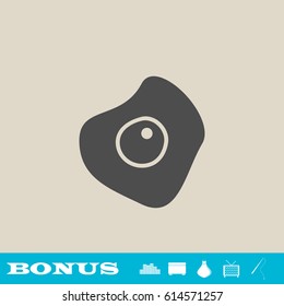 Fried egg icon flat. Grey pictogram on light background. Vector illustration symbol and bonus button real estate, ottoman, vase, tv, fishing rod