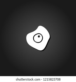 Fried egg icon flat. Simple White pictogram on black background with shadow. Vector illustration symbol