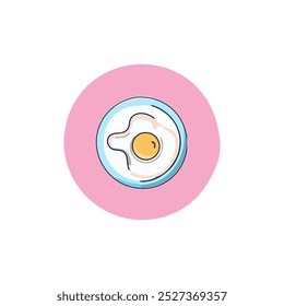 Fried egg icon in flat style. Food vector illustration on white isolated background.