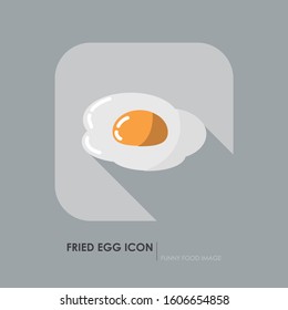 Fried egg icon. Funny food image.