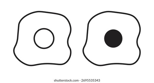 Fried egg icon illustrations collection. editable stroke outline and flat style