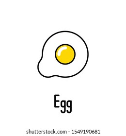 Fried egg icon isolated on blue background. Vector illustration