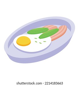 Fried Egg Icon Isometric Vector. German Food. Dish Cuisine