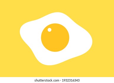 Fried egg icon on yellow background. Breakfast egg. Vector illustration