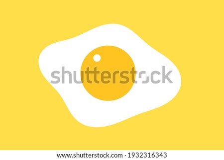 Fried egg icon on yellow background. Breakfast egg. Vector illustration
