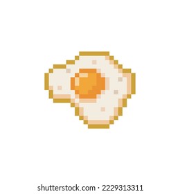 Fried egg icon, pixel art food