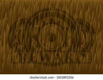 ícono de huevo frito y texto de recompensa emblema de piel de Hairy Brown. Fondo animal elegante. Ilustración artística. 