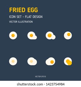 Fried egg icon set. Food icons. Flat icon design vector. Vector illustration.