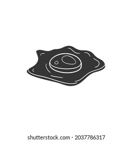 Fried Egg Icon Silhouette Illustration. Breakfast Food Vector Graphic Pictogram Symbol Clip Art. Doodle Sketch Black Sign.