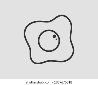 Fried egg icon simple line design. Vector food preparation.