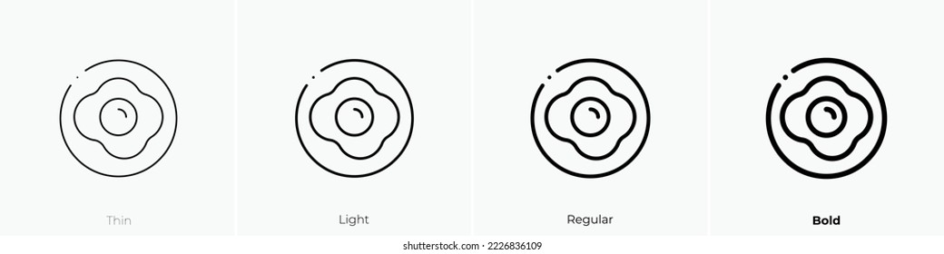 fried egg icon. Thin, Light Regular And Bold style design isolated on white background