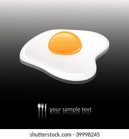 Fried Egg Icon Vector Isolated, Copy Space