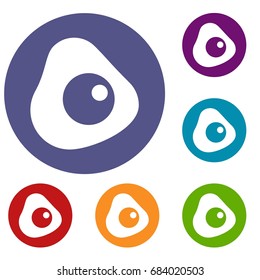 Fried egg icons set