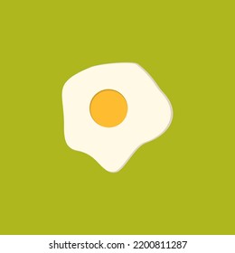 Fried egg illustration for breakfast or lunch with colored doodle style on green background
