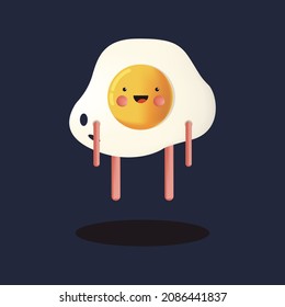 ilustración de huevo frito con ilustración de dibujos animados