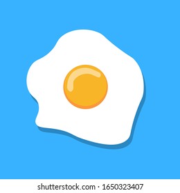 Fried egg illustration. Fried egg isolated on background. Breakfast flat icon. Scrambled  lunch plate appetizing morning cooked ingredient. Fresh scrambled egg and fried egg delicious cuisine dish.