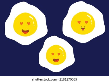 fried egg illustrations for children are equipped with various types of expressions