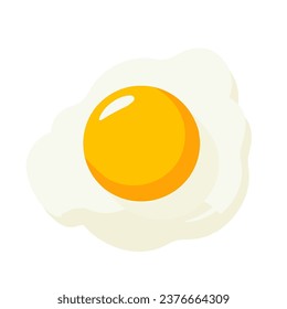 Frittiertes Ei einzeln. Hähnchenfrittiertes Ei auf weißem Hintergrund. Fried Ei Symbol im Cartoon-Stil. Vektorgrafik