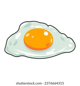 Huevo frito aislado. Huevo frito de pollo sobre fondo blanco. Icono de huevo frito al estilo de caricatura. Ilustración del vector