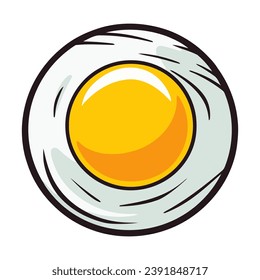 Fried egg isolated. Chicken fried egg on white background. Fried egg icon in cartoon style. Vector illustration