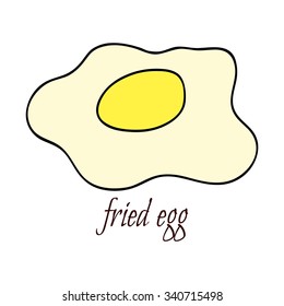 Fried egg. Isolated with the inscription