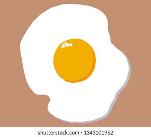 Fried egg isolated on beige background. 