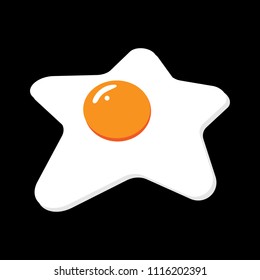 Fried egg isolated on black background. 