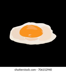 Fried egg isolated on black background. Sunny side up eggs vector illustration 