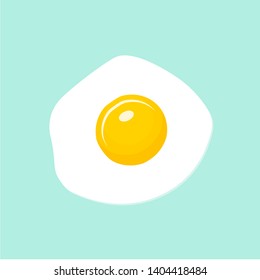 Fried egg isolated on blue background vector illustration.