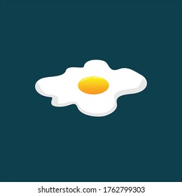 Huevo frito aislado en el fondo azul icono plano