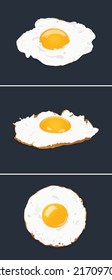 Fried Egg Isolated On blue Background Vector Illustration