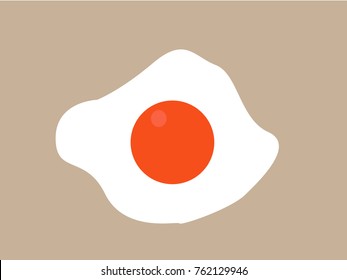 Fried Egg Isolated On Brown Background. Fried Egg Closeup -  Vector Illustration.