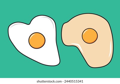 Fried egg isolated on a green background. Vector illustration. Flat design. Fried egg icon. eps10
