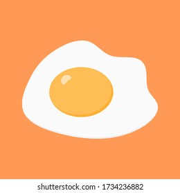 fried egg isolated on orange color background. breakfast icon concept. vector illustration